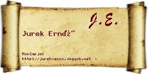 Jurek Ernő névjegykártya